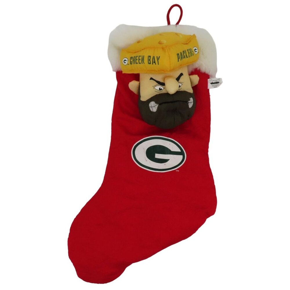 Stuffins Green Bay Packers Angry Cheesehead Plush Christmas Stocking 1998 1990s